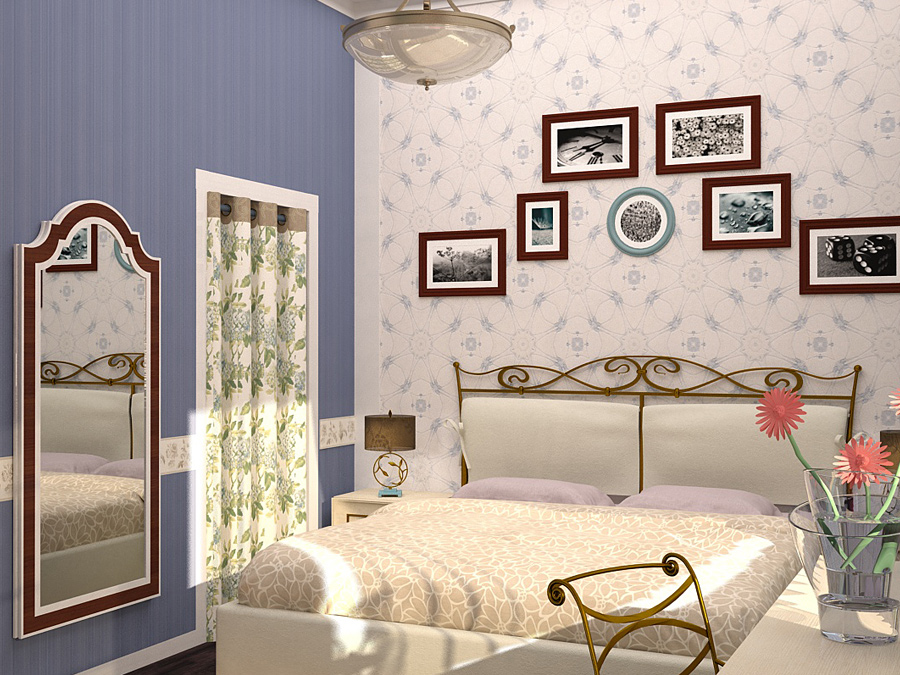 Дизайн интерьера спальни однокомнатной квартиры 48 кв.м. Ракурс 2